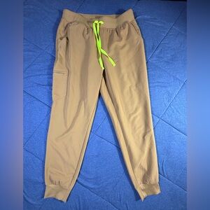 Figs Technical Collection Light Brown Jogger Scrub Pants Bottoms- Men’s Size XL